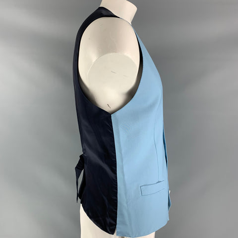 DOLCE & GABBANA Size 44 Solid Wool Buttoned Light Blue Vest