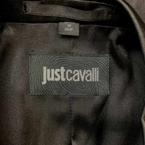 JUST CAVALLI Taille 40 Manteau de sport à revers cranté à imprimé animal métallisé