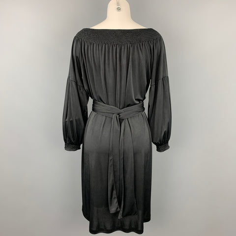 PRADA Taille S Robe ceinturée bohème en polyester jersey noir