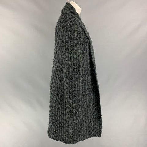 MISSONI Size 6 Charcoal & Green Knitted Wool / Mohair Open Front Coat