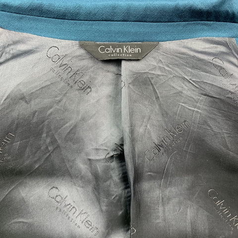 CALVIN KLEIN COLLECTION Size 36 Wool Notch Lapel Teal Suit