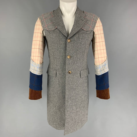 COMME des GARCONS HOMME PLUS FW 2016 Size S Grey Multi-color Mixed Fabrics Coat