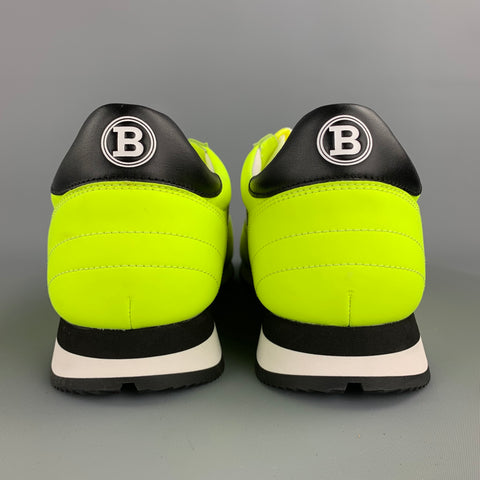 BALLY Size 10.5 Neon Yellow Leather Lace Up Sneakers