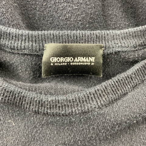 GIORGIO ARMANI Taille S Pull col rond en coton côtelé noir