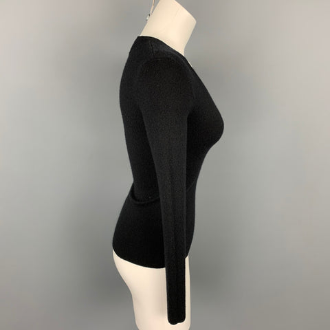 MICHAEL KORS Suéter tipo jersey de cachemira con cuello en V, color negro, talla XS