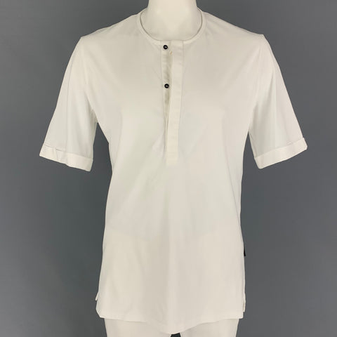 BLACK CIRCUS Size XXL White Cotton Henley T-shirt