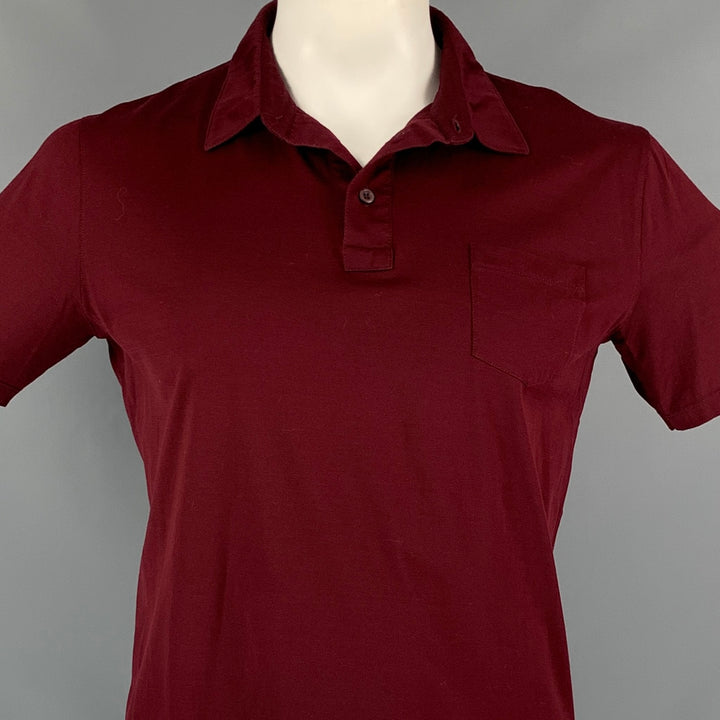 PRADA Size L Burgundy Short Sleeve Polo Shirt