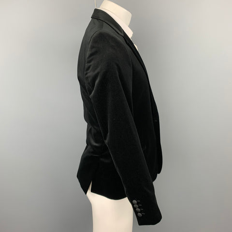 DOLCE & GABBANA Size 40 Black Cotton Velvet Notch Lapel Sport Coat