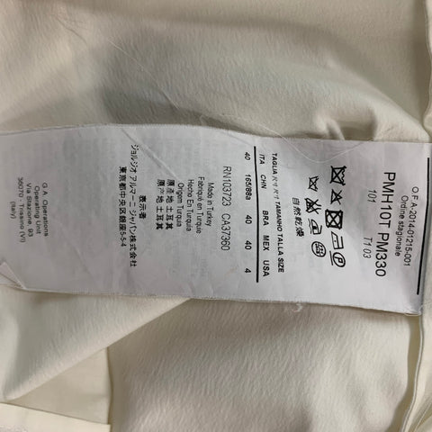 ARMANI COLLEZIONI Size 4 White Cotton Blend Ruched V-Neck Top