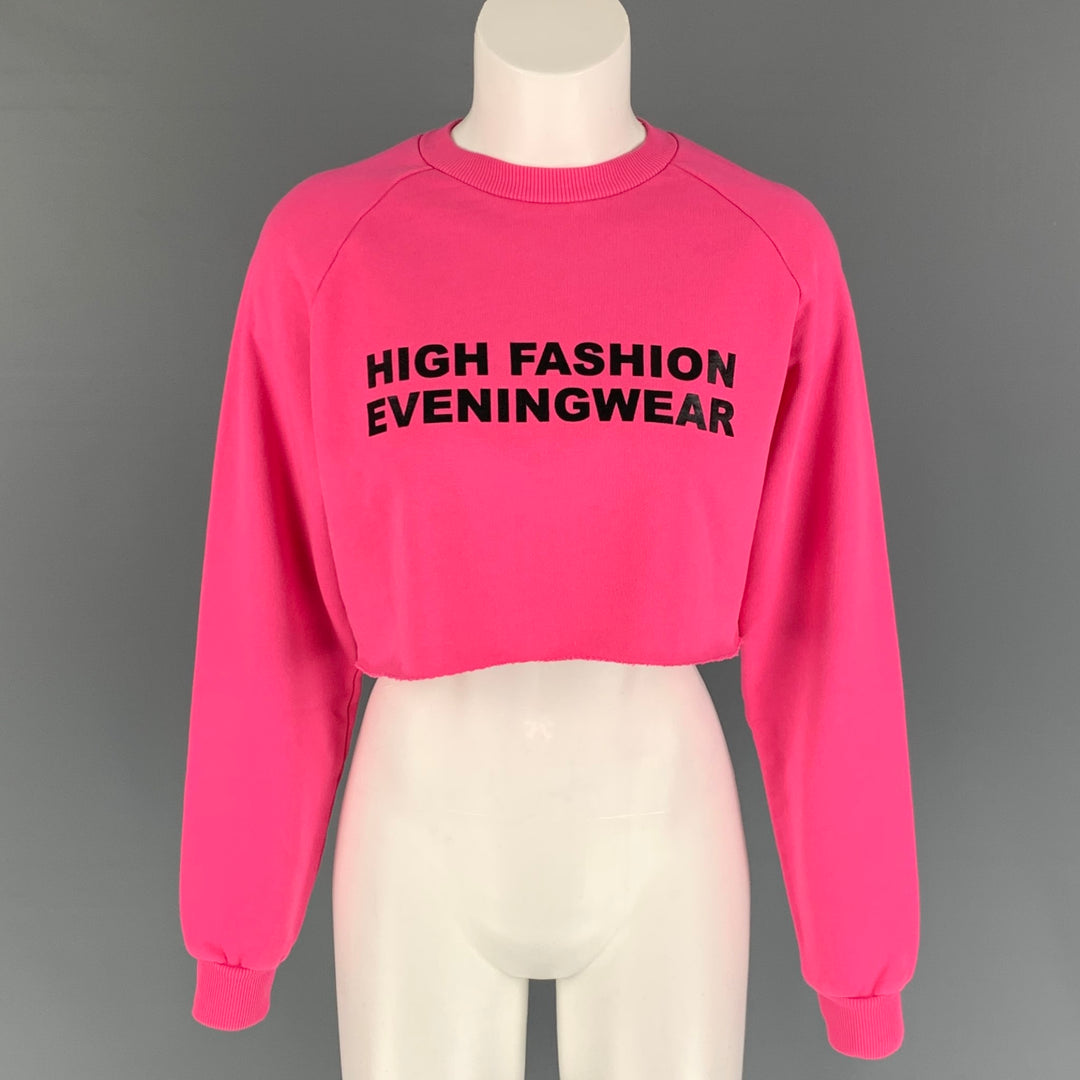 BAJA EAST Size S Pink Cotton Graphic Cropped Pullover