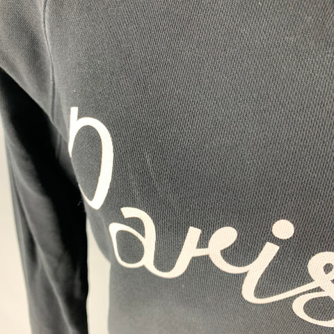 MAISON KITSUNE Size M Black White Graphic Cotton Crew-Neck Sweatshirt