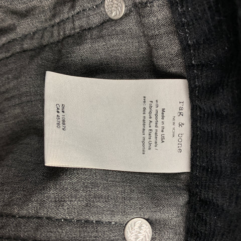 RAG & BONE Size 31 Black Corduroy Button Fly Slim Casual Pants