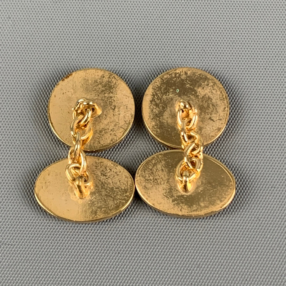 NO BRAND Red Gold Engraved Cuff Links
