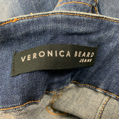 VERONICA BEARD Size 4 Blue Cotton Polyester High Waisted Corset Wide Leg Jeans