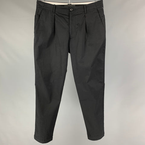 BOSS by HUGO BOSS Size 32 Black Cotton Pleated Casual Pants
