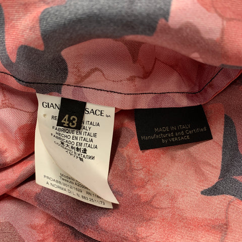 VERSACE Size L Multi-Color Floral Silk Button Down Long Sleeve Shirt