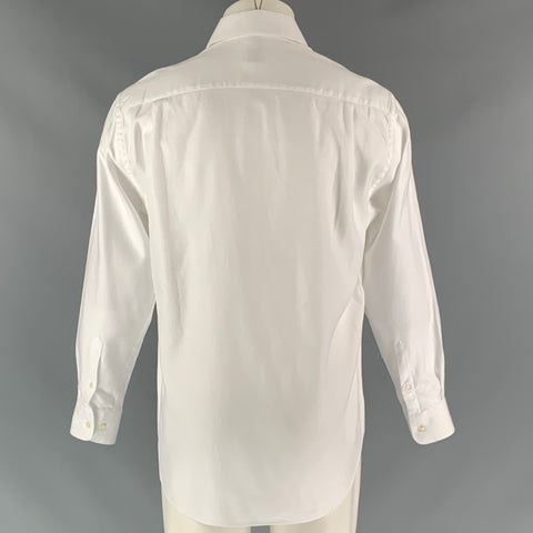ARMANI COLLEZIONI Size M Solid Button Up White Cotton Long Sleeve Shirt