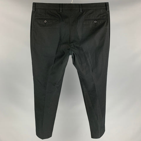 DOLCE & GABBANA Size 34 Black & White Cotton Tuxedo Dress Pants