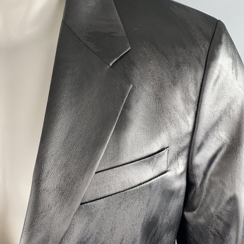 JUST CAVALLI Taille 40 Manteau de sport à revers cranté à imprimé animal métallisé
