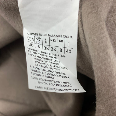 MAX MARA Size 6 Taupe Virgin Wool Hooded Belted Coat