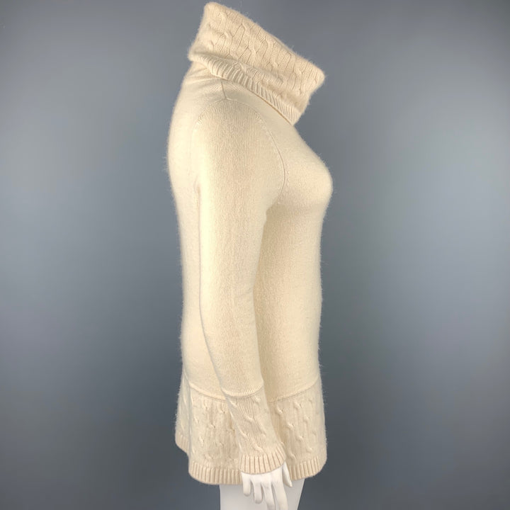 BROOKS BROTHERS Size L Cream Knitted Cashmere Tunic Sweater