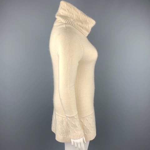 BROOKS BROTHERS Taille L Crème Tricoté Cachemire Tunique Pull