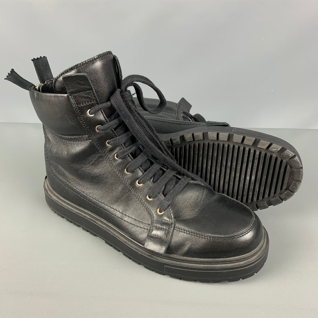 KRIS VAN ASSCHE Size 9 Black Solid Leather Boots