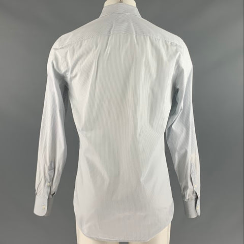 PRADA Taille S Chemise à manches longues à rayures bleues et blanches