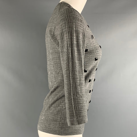 MARLOWE Size S Grey Black Cashmere Silk Beaded V Neck Casual Top
