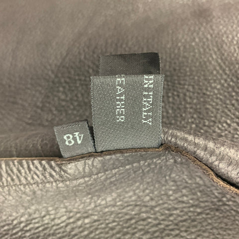 PRADA Taille 38 Veste à boutons-pression cachés en cuir marron foncé