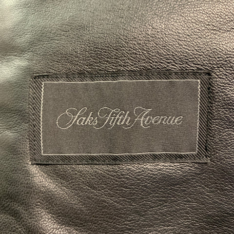 SAKS FIFTH AVENUE Size 42 Black Solid Shearling Zip Up Jacket