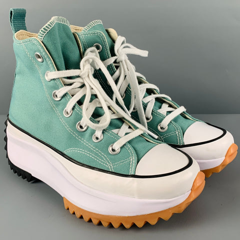 CONVERSE Zapatillas altas de lona verde blanco talla 7