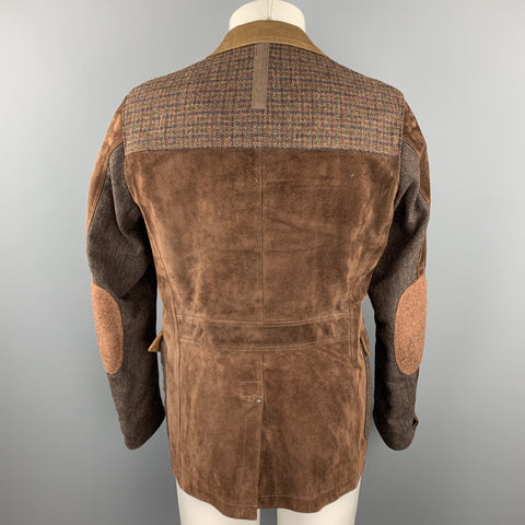 JUNYA WATANABE Taille L Veste à revers cranté en laine et daim marron mélangés
