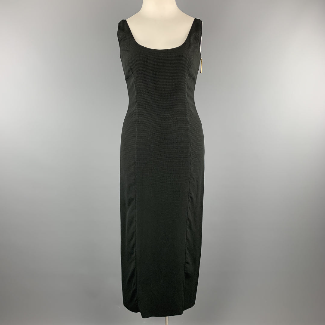 GIANFRANCO FERRE Size 8 Black Crepe Scoop Neck Zip Maxi Dress