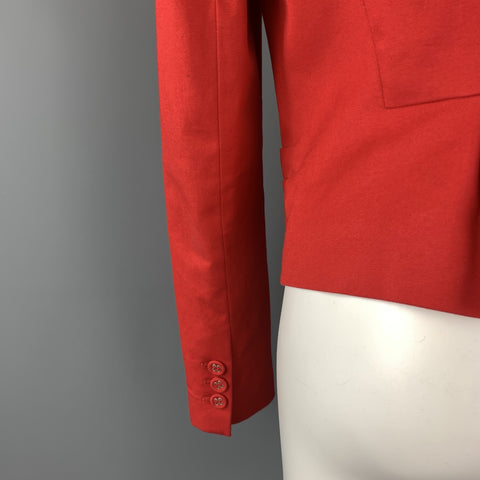 VALENTINO RED Size 8 Red Stretch Cotton Cropped Blazer