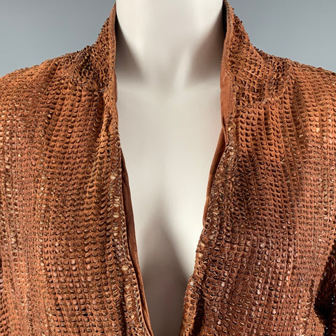 GIORGIO BRATO Size 6 Brown Perforated Button Up Jacket