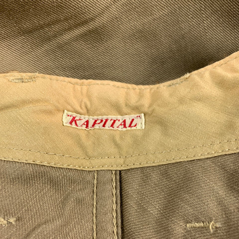 KAPITAL Size L Khaki Cotton High Waisted Casual Pants