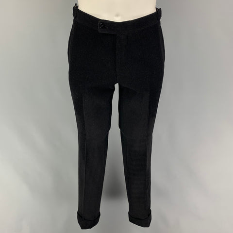 PHINEAS COLE Taille 36 Costume à Revers en Laine Velours Côtelé Noir