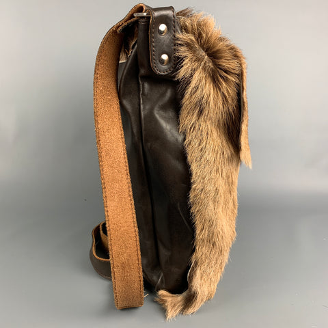 MAISON MARGIELA Beige & Brown Leather Animal Hide Shoulder Bag