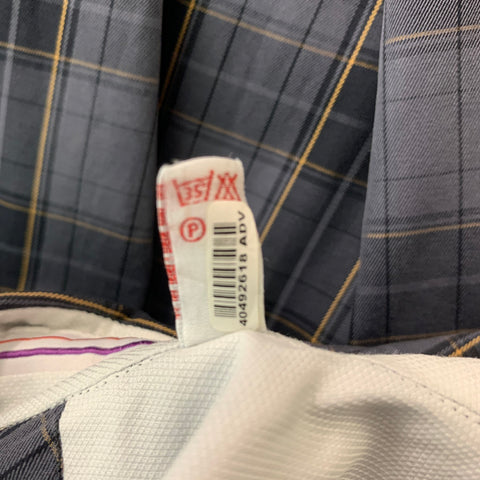 ISAIA Size L Grey &  Black Plaid Cotton Button Up  Long Sleeve Shirt
