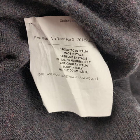 ETRO Size L Eggplant Wool V-Neck Cardigan