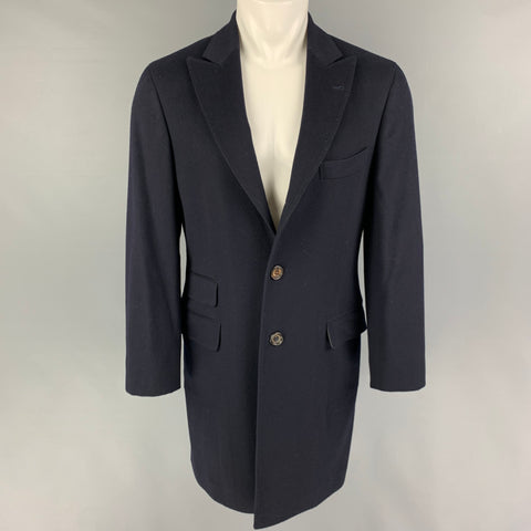 BRUNELLO CUCINELLI Size 38 Navy Wool Cashmere Peak Lapel Coat