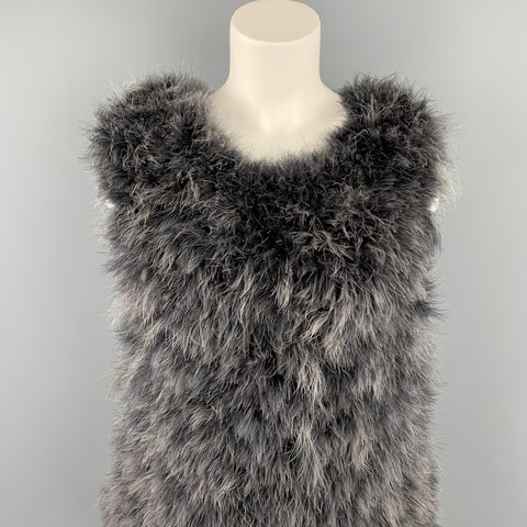 DRIES VAN NOTEN Size S Grey Feathers Oversized Pullover Vest