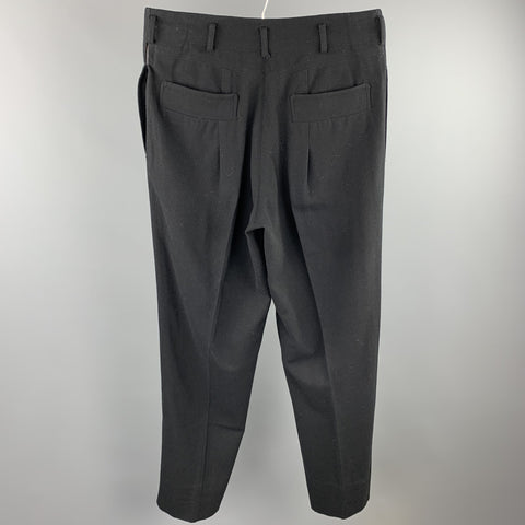 Vintage MATSUDA Size L Black Wool / Nylon 33 Pleated Dress Pants