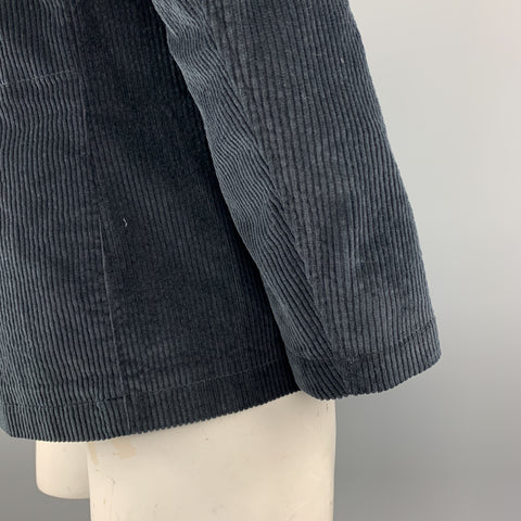 DANIELE ALESSANDRINI Size M Navy Corduroy Cotton / Elastane Sport Coat