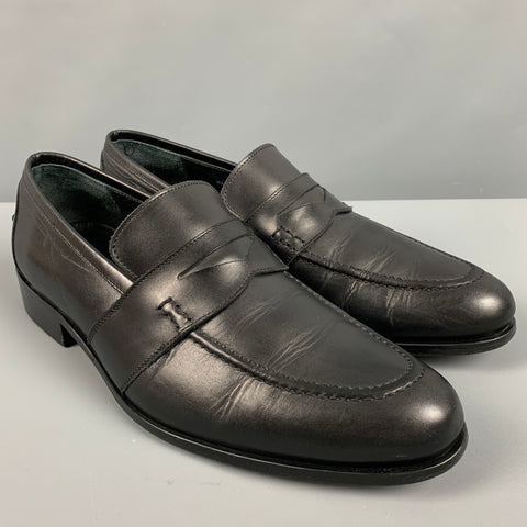HARRYS OF LONDON Size 11 Black Leather Penny Loafers