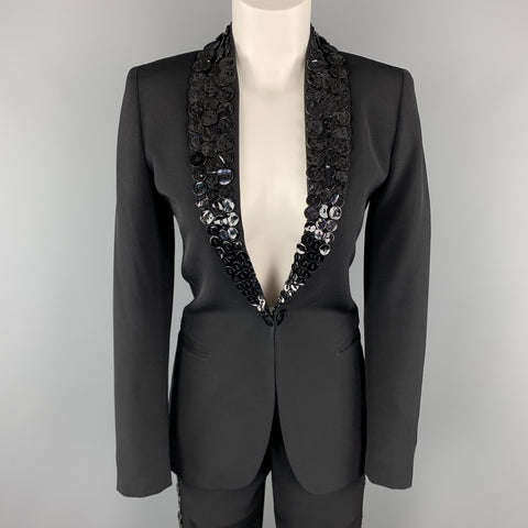 JEAN PAUL GAULTIER Size 6 Black Wool Button Shawl Collar Pants Suit