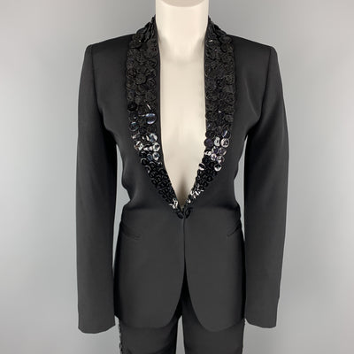 JEAN PAUL GAULTIER Size 6 Black Wool Button Shawl Collar Pants Suit