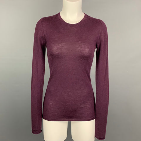TSESAY Pull à col rond en cachemire aubergine taille S