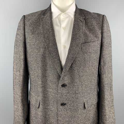 DRIES VAN NOTEN Size 44 Brown Heather Linen / Cotton Sport Coat